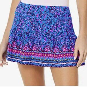Lilly Pulitzer Luxletic UPF 50+ Gardenia Skort blue flare growl and prowl L NWT